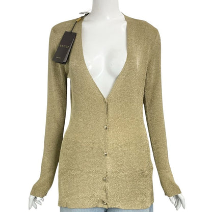 Gucci Cardigan Top Long Sleeves Gold Size L