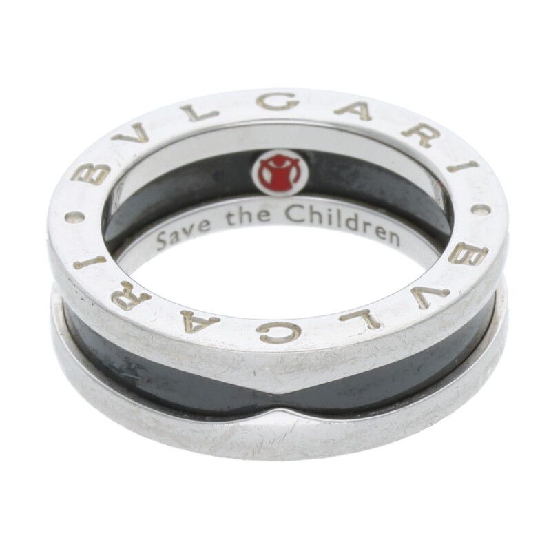 Bulgari B-zero1 Save The Children Black Ceramic Silver Ring Men's 10