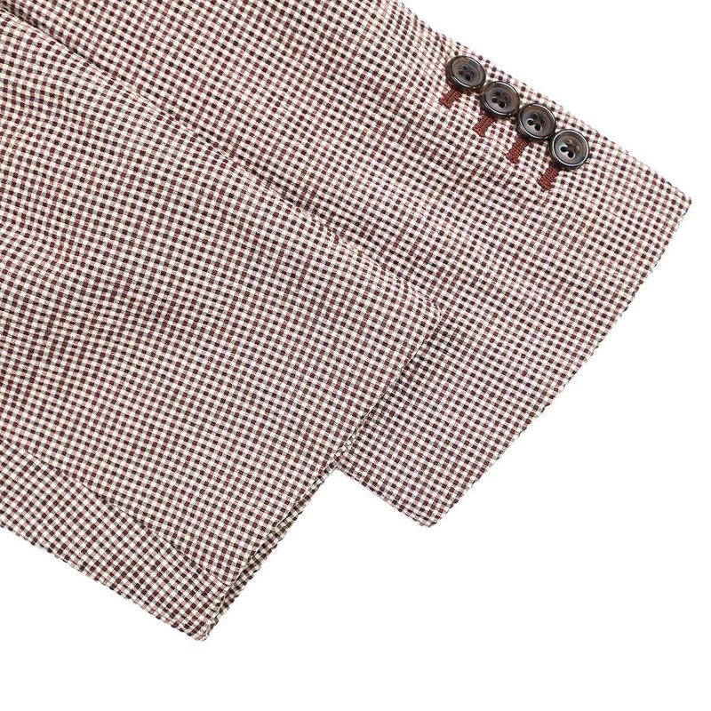 Hermes 18ss Checked Seersucker Tailored Jacket G19821 Brown 46