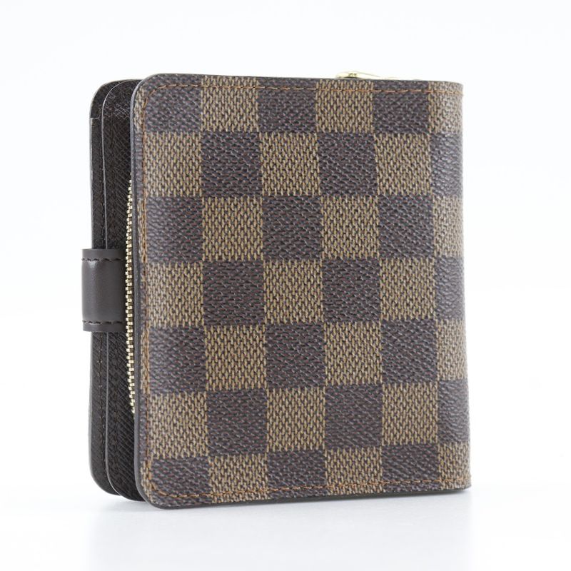 Louis Vuitton Compact Zip M61668 Damier Canvas Brown Ca1002 Women's Fold Wallet