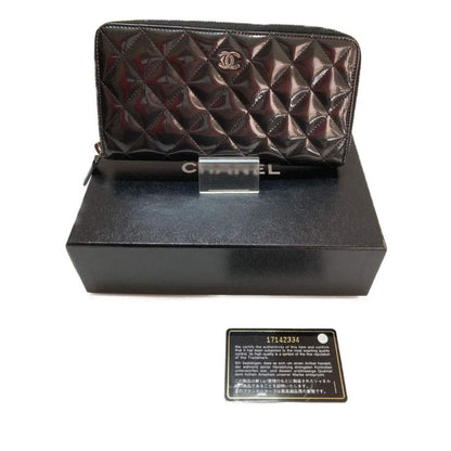 Chanel Matelasse Round Zipper Patent Leather A50097 Black