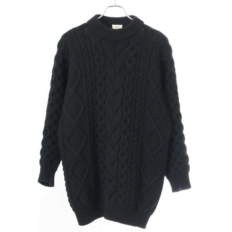 Celine Wool Cashmere Cable Knit Sweater 2a614374d Black S