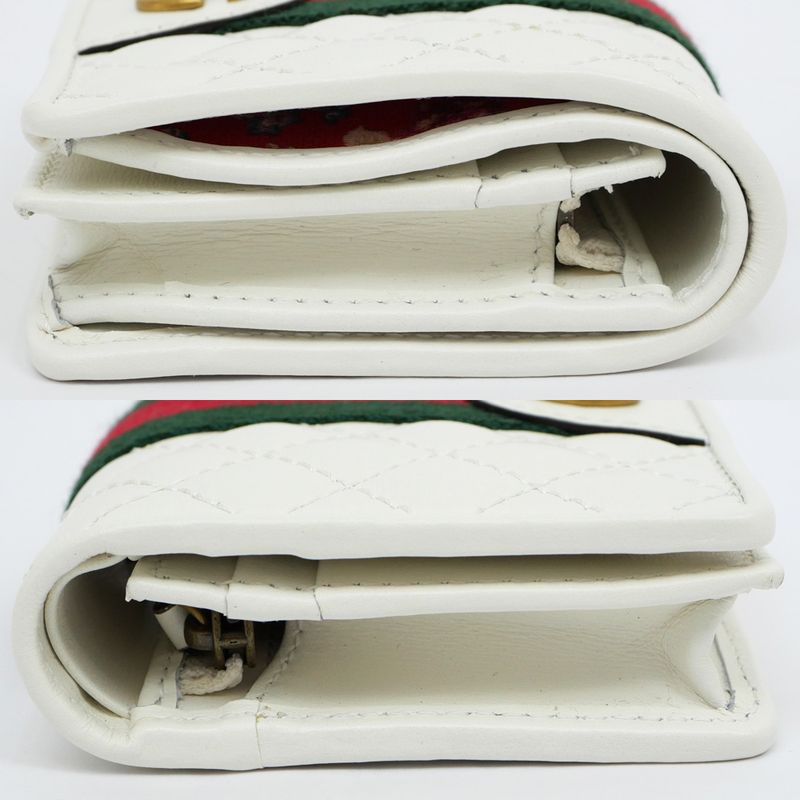 Gucci Sherry Line GG Quilted Compact Wallet 536453 White Leather Bifold