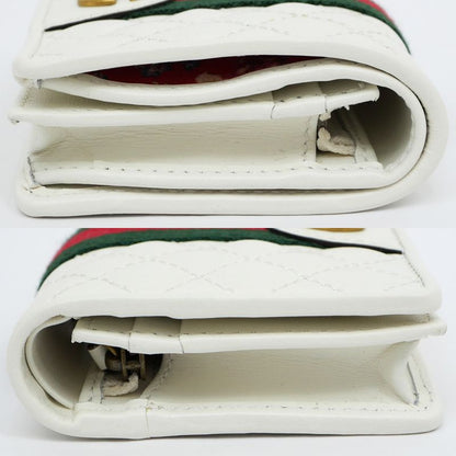 Gucci Sherry Line GG Quilted Compact Wallet 536453 White Leather Bifold