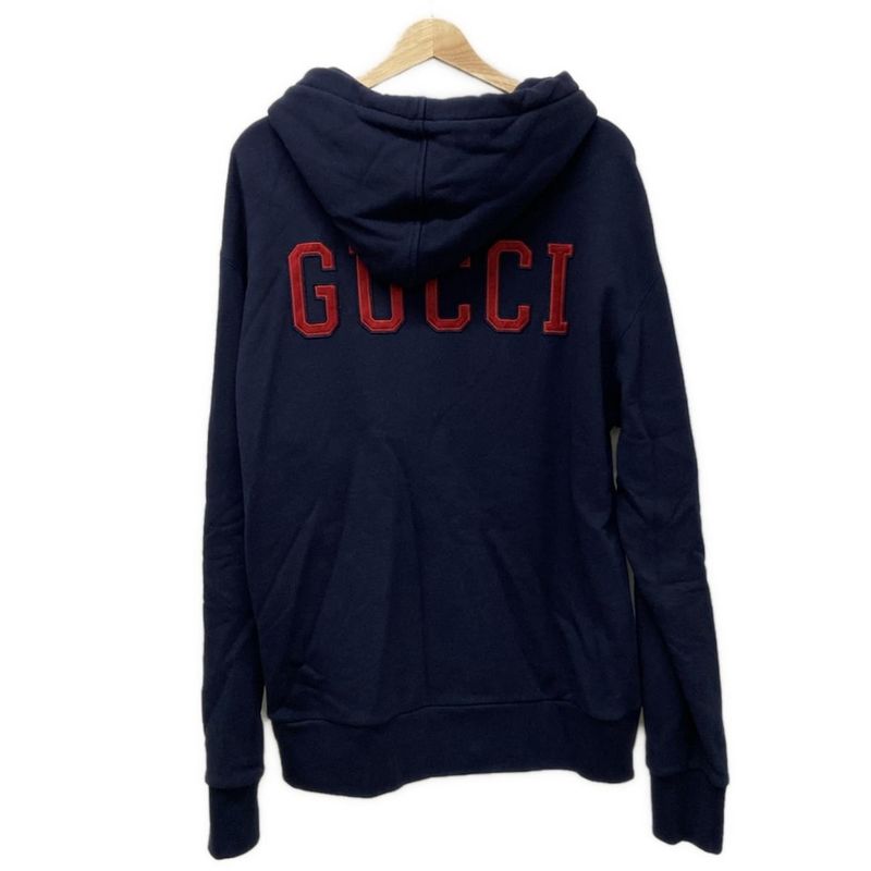 Gucci Hoodie Men's Logo Sweatshirt Zip-up Hoodie 519681 Navy And Ivory