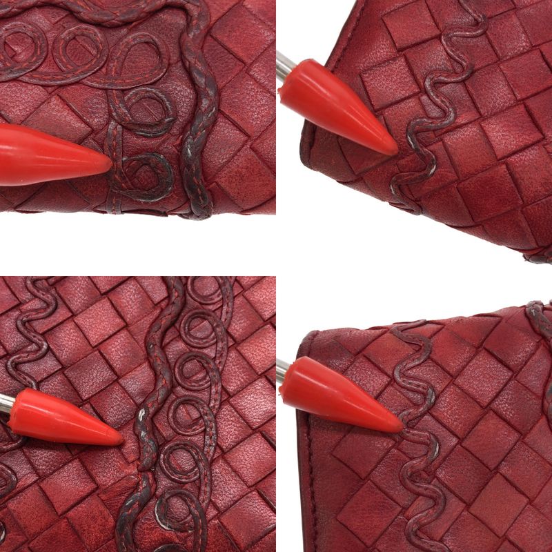Bottega Veneta Intrecciato Leather Wallet Long Unisex Bordeaux Men's