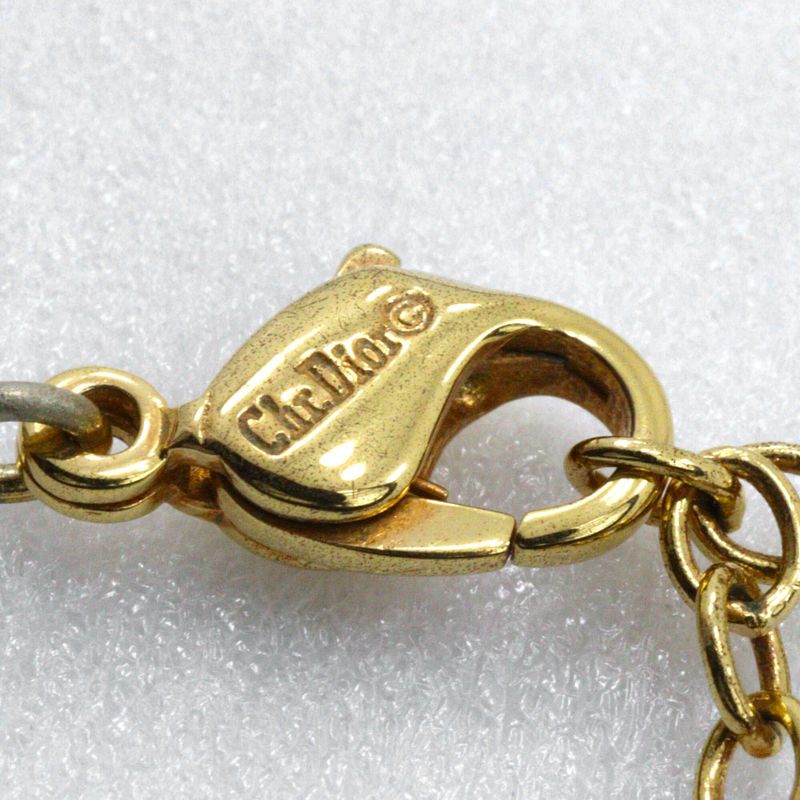 [dior] Christian Dior Logo Heart Gold Plated And Rhinestone Ladies 6.1g Necklace