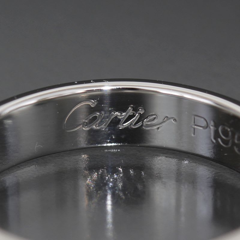Cartier Wedding Band Ring 1 P Diamond No 7 Box Thick 3.5 mm Pt950