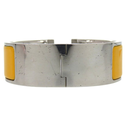 Hermes Click Crack H GM Bracelet Metal Enamel Yellow F Engraved 1200 Hermes