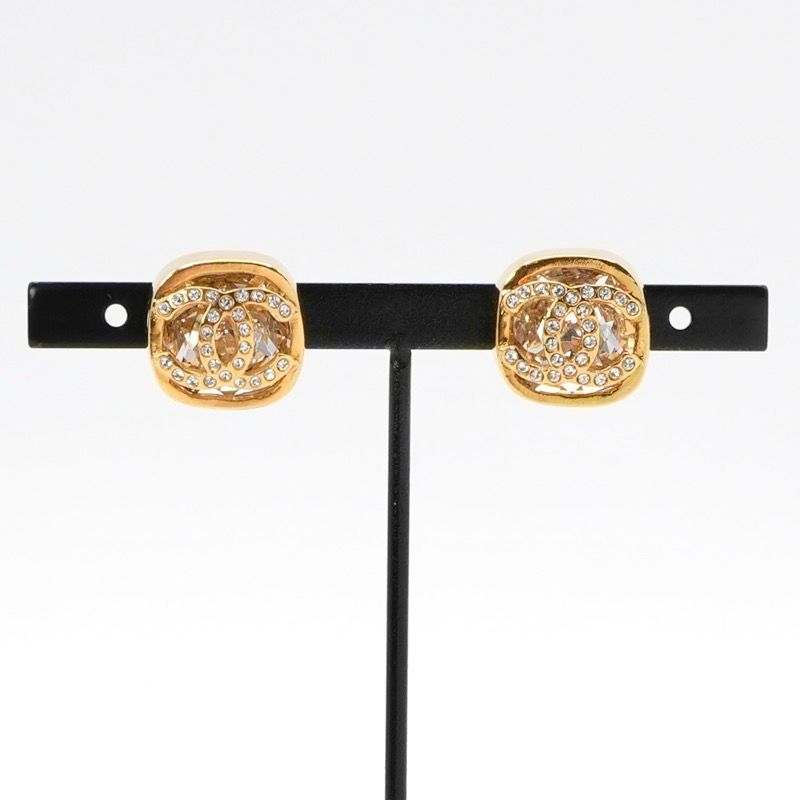 Chanel Earrings Earring Gold Coco Mark Square