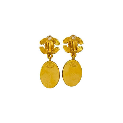 Chanel Vintage Gripoix Coco Mark Earrings Ear Cuff Accessory Gold 96A