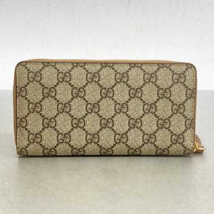Gucci Long Wallet GG Nylon 456117 PVC Leather Pink Brown Chien Pan Gold