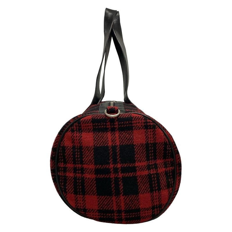 Saint Laurent Paris Boston Bag 360195 Red And Black Checked Wool Leather