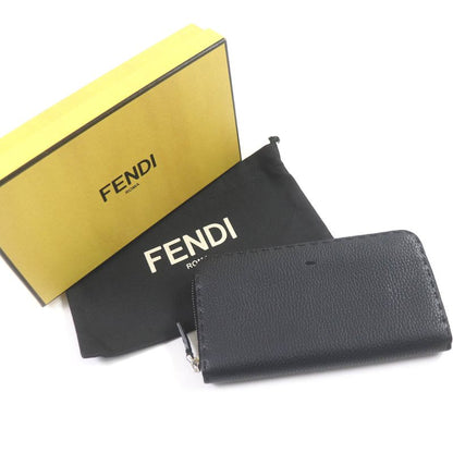 Fendi 7m0210 Selleria Stitching Round Zipper Leather Long Wallet Long