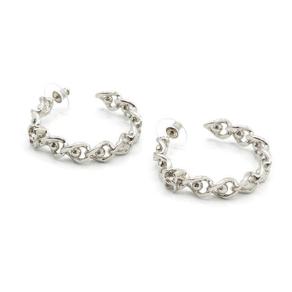 Chanel Earrings Earring Silver Coco Mark Hoop Earrings