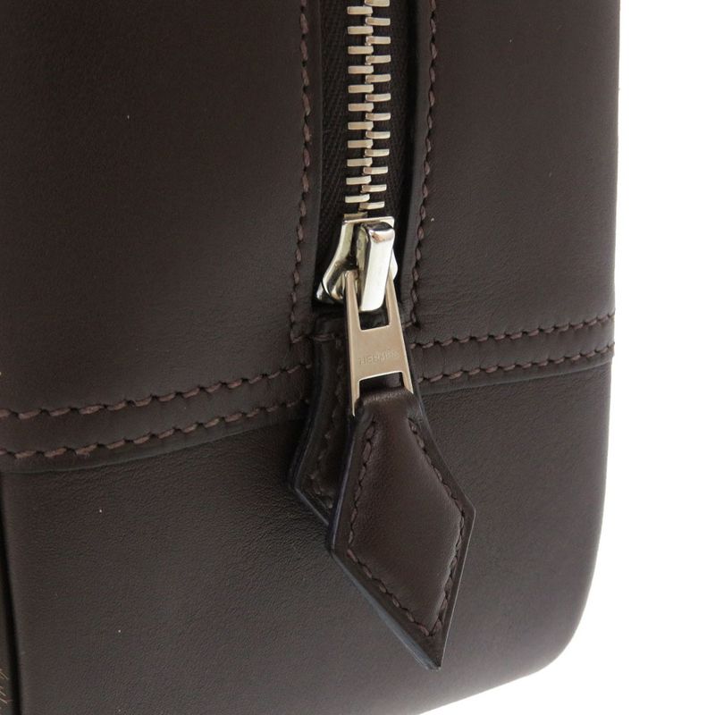 Hermes Prime 28 Troika Chamonix Ebène Silver Hardware □K Engraved Handbag Bag