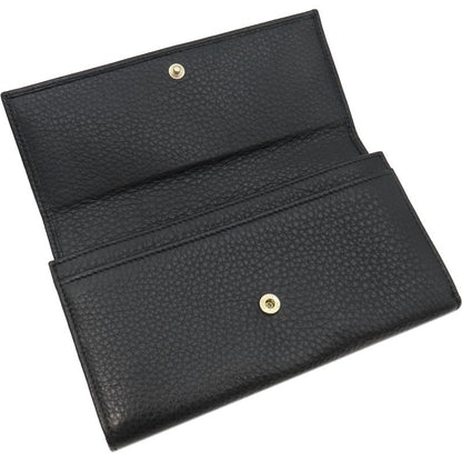 Gucci Long Wallet Soho Interlocking Wallet Leather Black Gold Hardware Black