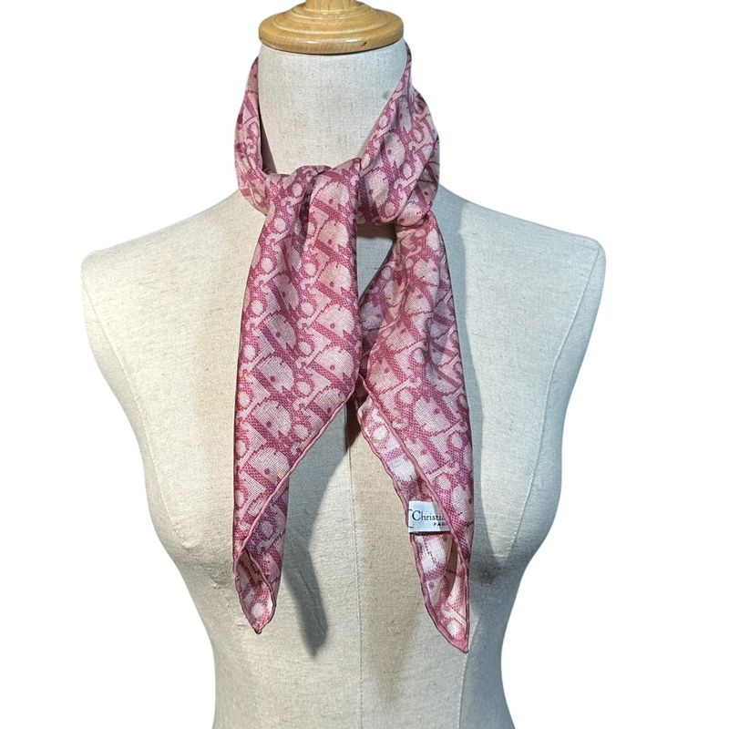 Christian Dior Old Trotter All-Over Pattern Silk Scarf Red