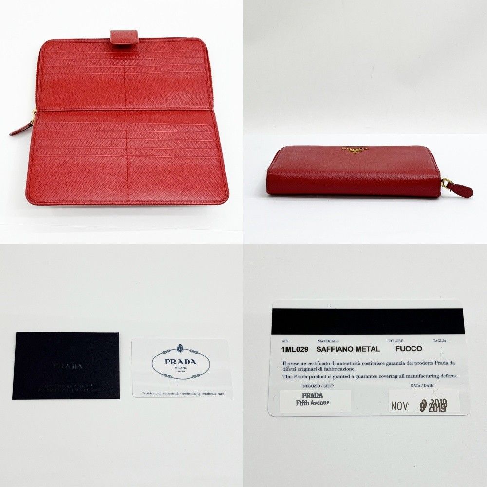 Prada Long Wallet Leather Women's 1ml029 Red