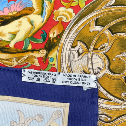 Hermes Carre 90 Scarf Les Ameriques Americas Columbus Silk Navy Multicolor
