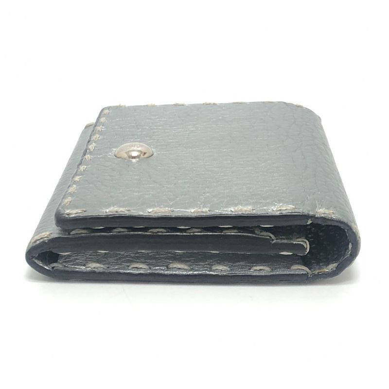 Fendi Card Case Selleria Leather Silver