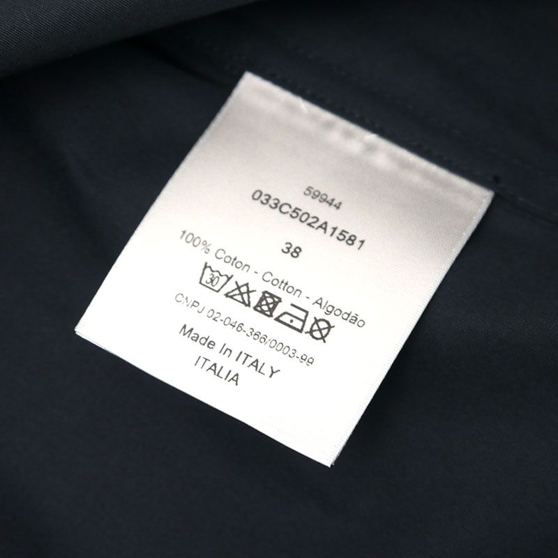 Air Dior X NIKE Chest Logo Cotton Short Sleeve Shirt 38 Navy Blue