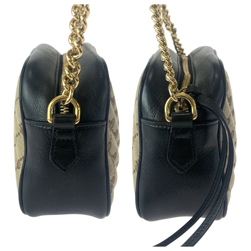 Gucci GG Marmont Quilted Beige Brown Gold Hardware GG Canvas 447632 Shoulder