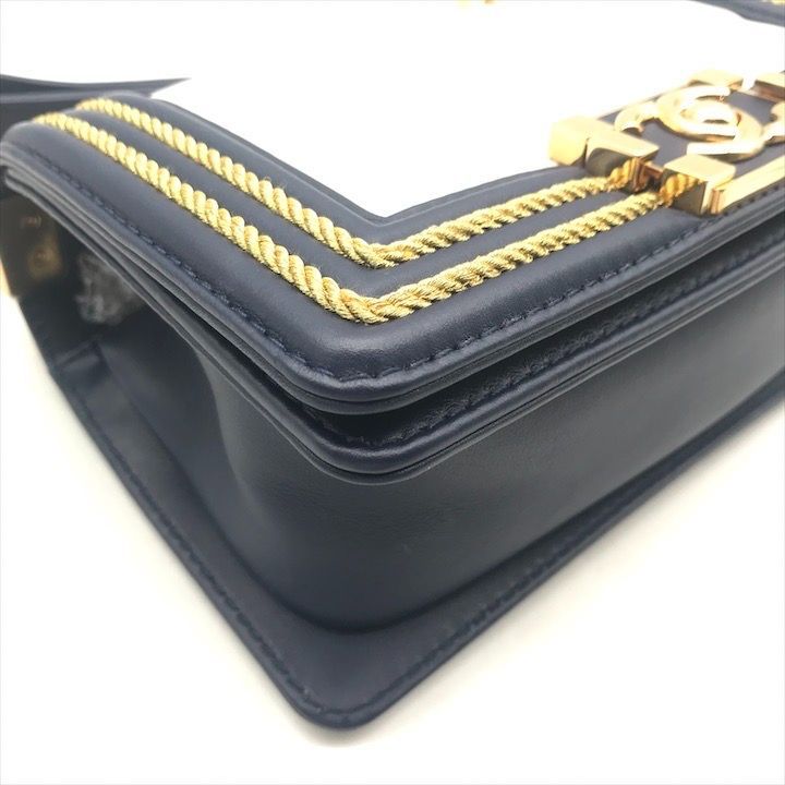 Chanel CC Logo Stitch Lambskin Bicolor Chain Shoulder Bag
