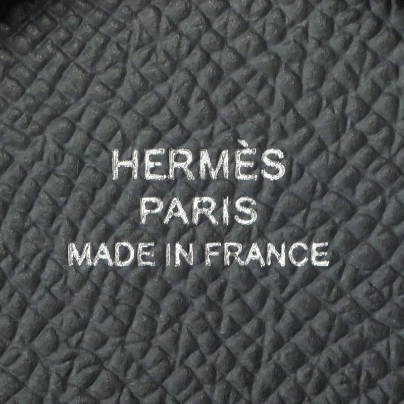 Hermes Calvi Duo Ardoise Epson Coin Case Card Case W Engraved Gray
