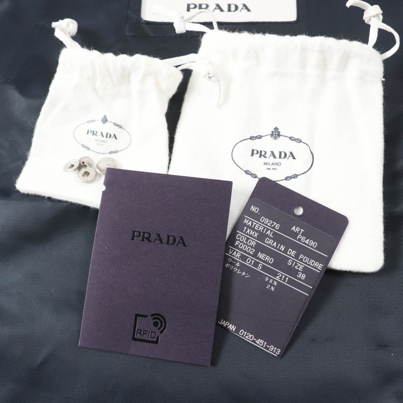 Prada 2021 P6490 Wool Long Length Chester Coat Black 38 Garmented Made In