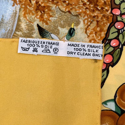 Hermes Carre 90 LES Quatre Saisons Four Seasons Brown Animal Flower Scarf Silk