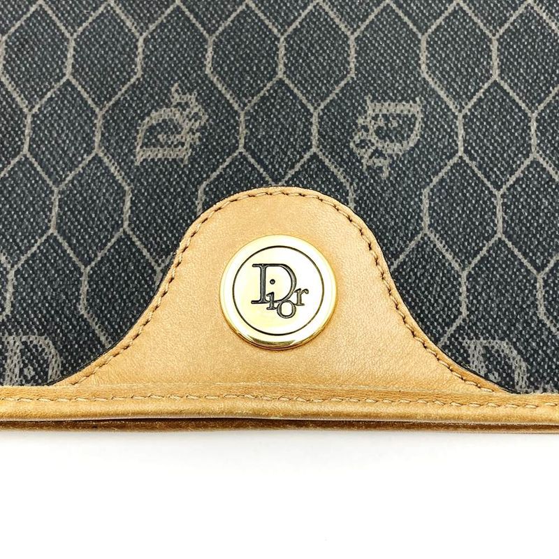 Dior Christian Dior Honeycomb Crossbody Shoulder Bag Black/brown Pvc/leather