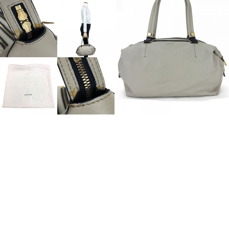 Celine Handbag Marine 166393fts.08gc Leather Light Grey - Small Boston Ladies