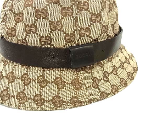 Gucci GG Pattern 68% Polyester X 30% Cotton Bucket Hat Hat Size M Brown