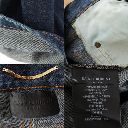 Saint Laurent 20 Years Button Fly Tapered Denim Pants Jeans 644024 Indigo Blue