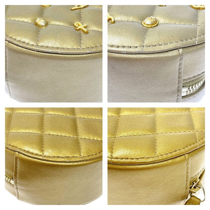 Chanel Matelasse Lambskin Coco Mark Round Chain Shoulder Bag Gold 371307