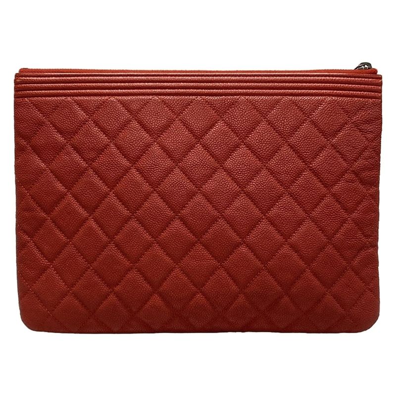 Chanel Clutch Bag Boy Chanel/matelasse Red Vintage Silver Hardware
