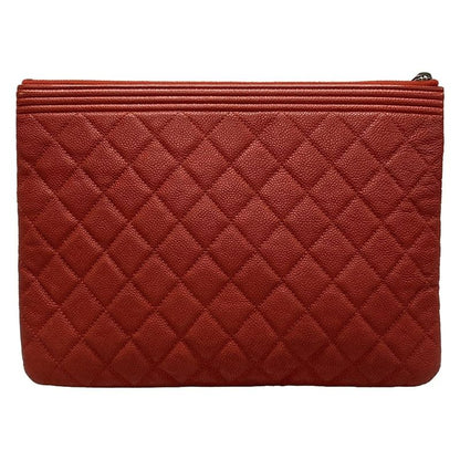 Chanel Clutch Bag Boy Chanel/matelasse Red Vintage Silver Hardware