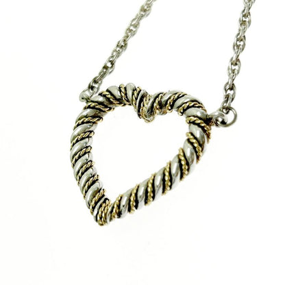 Tiffany & Co Silver Gold Twisted Heart Necklace 7.9g 925 750 Engraved 393969