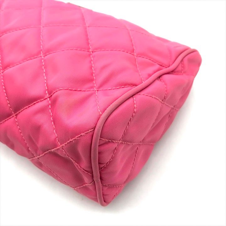 Prada Nylon Tessuto Quilted Pouch Case Pink