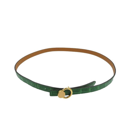 Hermes Serie X Engraved Polosus Gold Hardware Green Brown Belt 0131 Hermes
