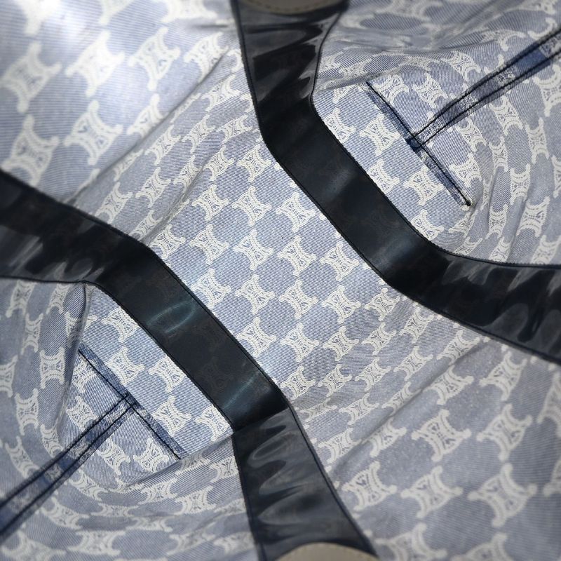 Celine Shoulder Bag Macadam Vinyl Leather Blue Brown 38ka973