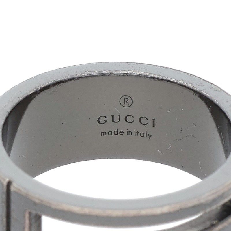 Gucci Blanched G Black Coated Silver Ring Men's 13.5 15