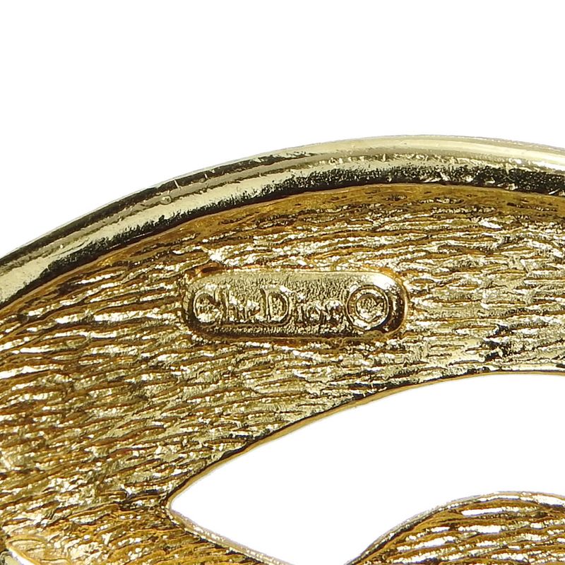 Christian Dior Pendant Top Metal Gold Clear Accessories Music Note Rhinestone