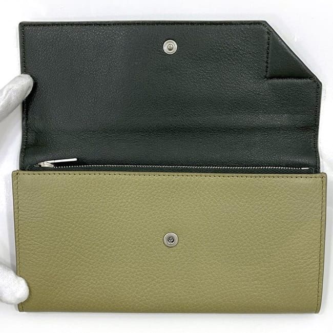 Bottega Veneta Long Fold Wallet Ec21351 Beige Khaki