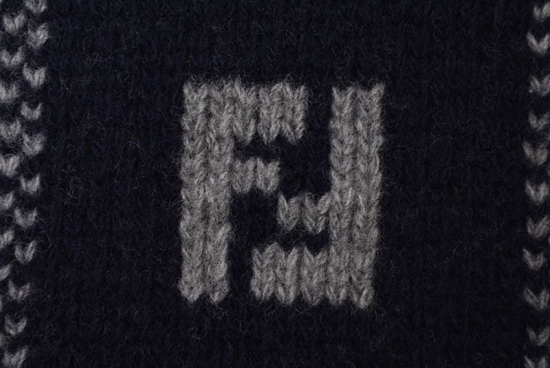 Fendi Scarf Fendi Winter Scarf 100% Wool FF Logo Navy Gray