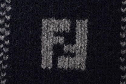 Fendi Scarf Fendi Winter Scarf 100% Wool FF Logo Navy Gray