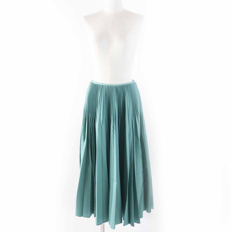 Fendi 2019 Fq7073 Mohair Wool Long Length Pleated Skirt Green 40 Made In Italy