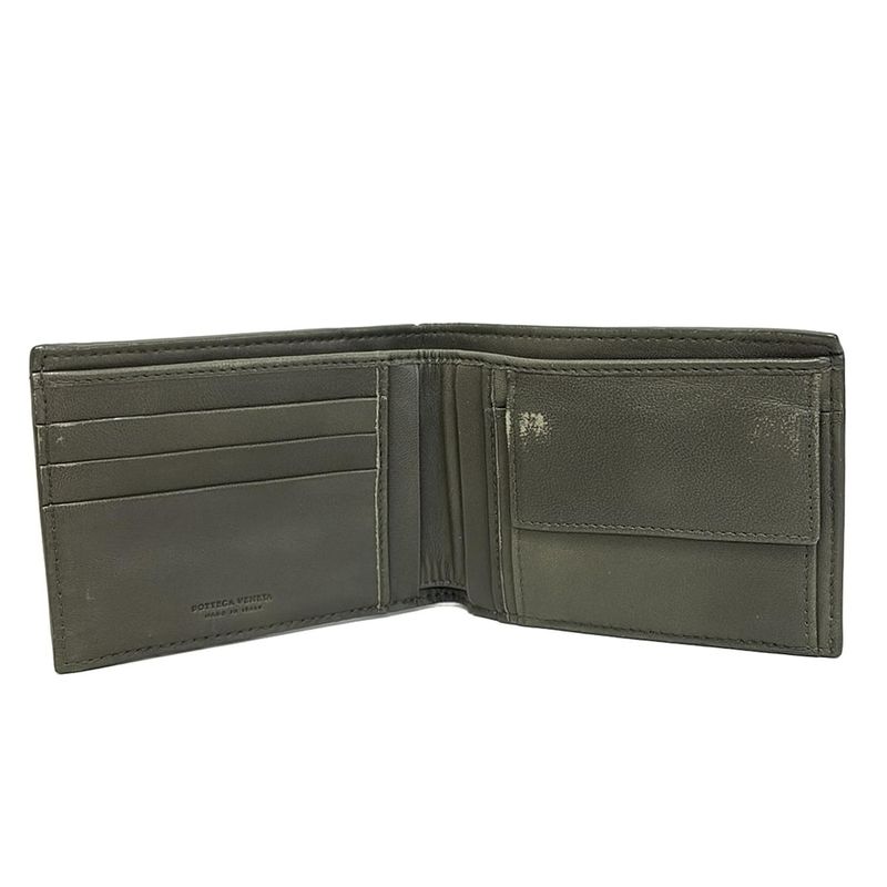 Bottega Veneta Bifold Wallet Intrecciato 113112 Khaki Leather