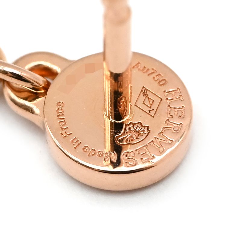 Hermes Earrings Kelly Clochette 18k Pink Gold Rose Gold Pink Gold 750au Drops